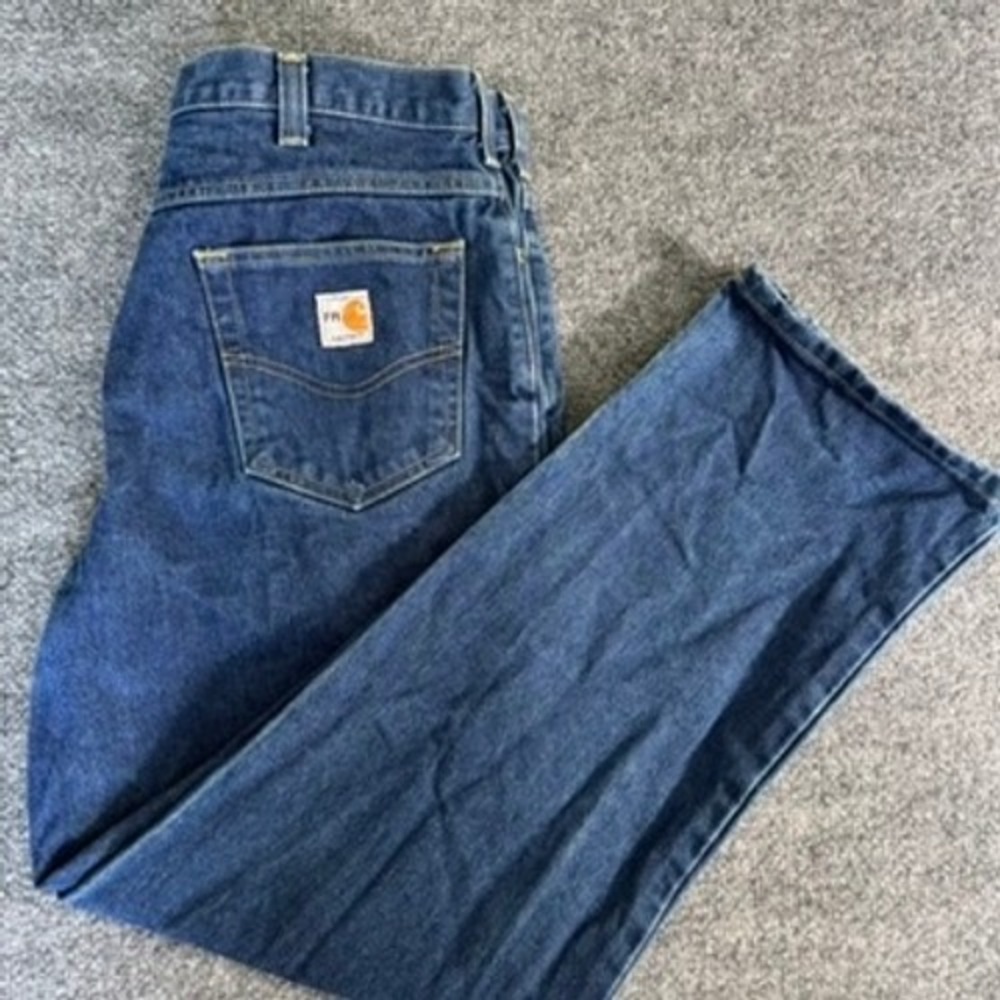 Carhartt FR Jeans Mens 36x30 NFPA 2112 CAT 2 Workwear Cotton Straight Blue Denim